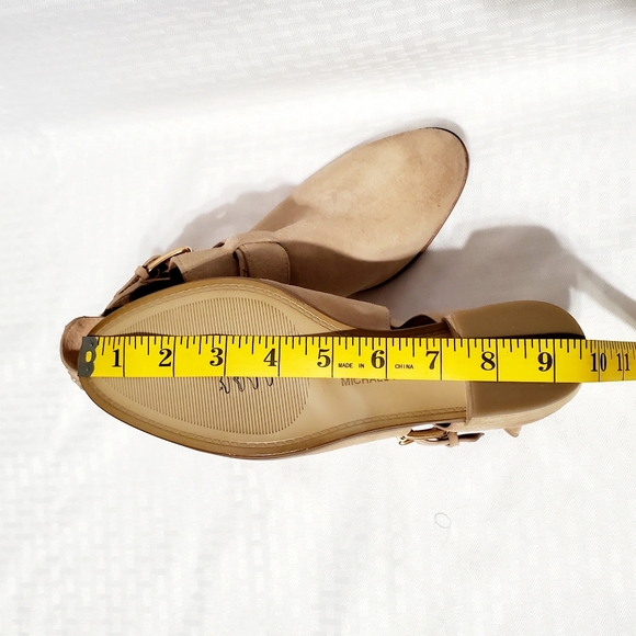 MICHAEL KORS Mercer Buckled Khaki Suede Leather Ankle Boots Size 7 - Picture 11 of 16